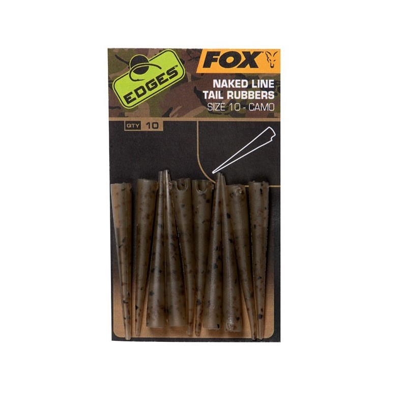 Fox Edges Camo Naked Line Tail Rubbers Sz 10