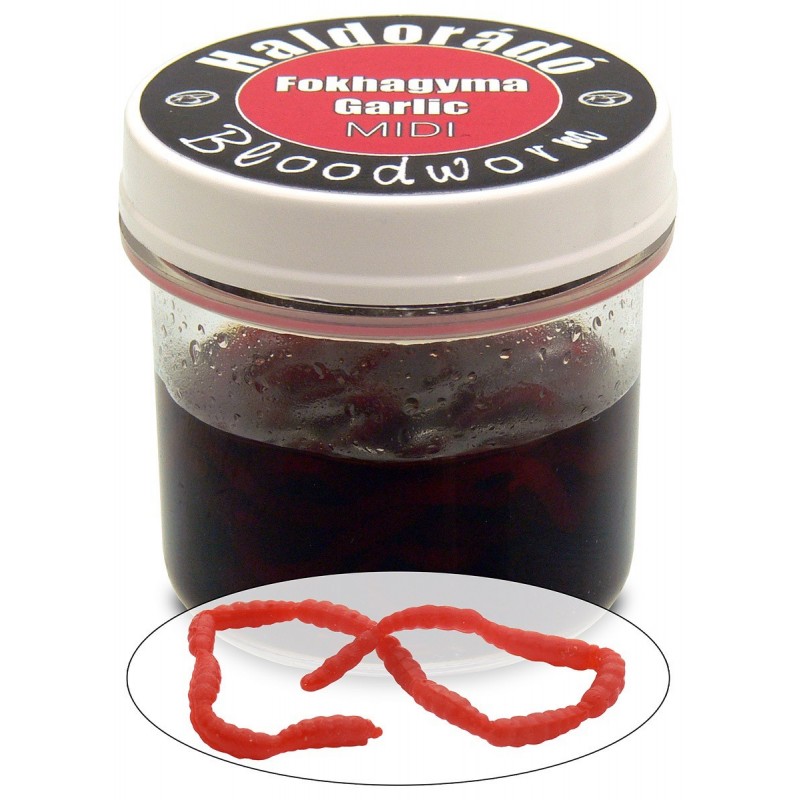 Haldorado Bloodworm Usturoi Midi - Larve de Tantar din Guma Plutitoare