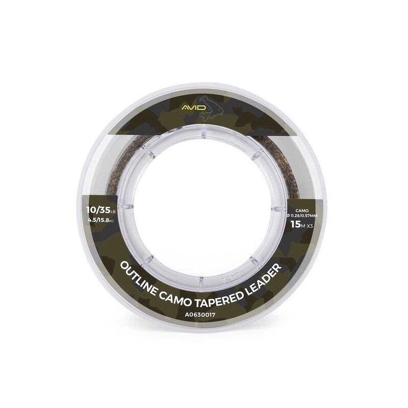 Fir Inaintas Avid Carp Outline Camo Tapered Leader, 3x15m