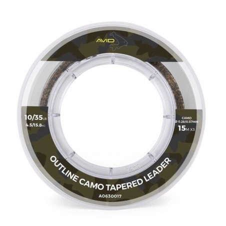 Fir Inaintas Avid Carp Outline Camo Tapered Leader, 3x15m