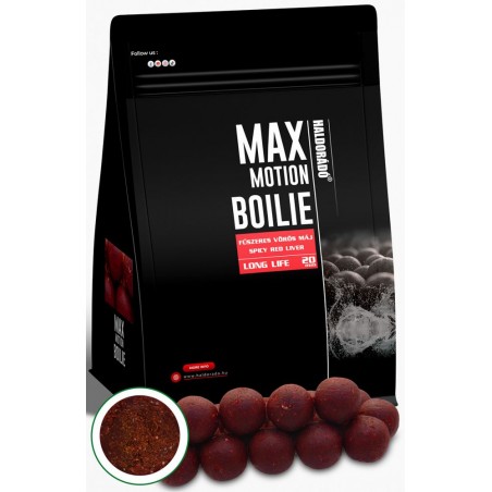 Boilies Haldorado Max Motion Boilie Long Life -Ficat Rosu Condimentat, 20mm, 800g