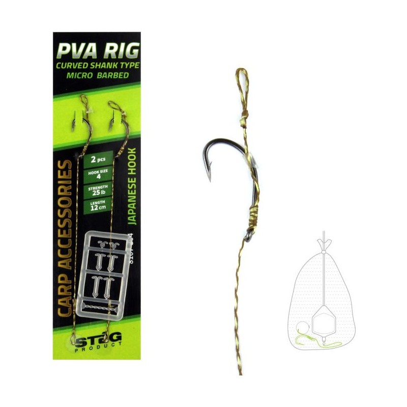 Montura Pva Rig Steg Cu Fir Si Opritor 12cm, 25lbs, 2buc/plic