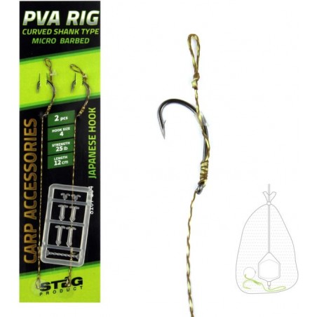 Montura Pva Rig Steg Cu Fir Si Opritor 12cm, 25lbs, 2buc/plic