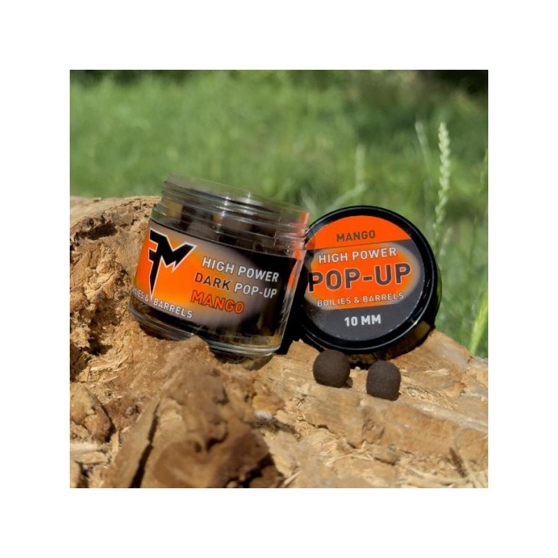 Pop Up Feedermania High Power Dark Boilies&Barrels Mango, 10mm