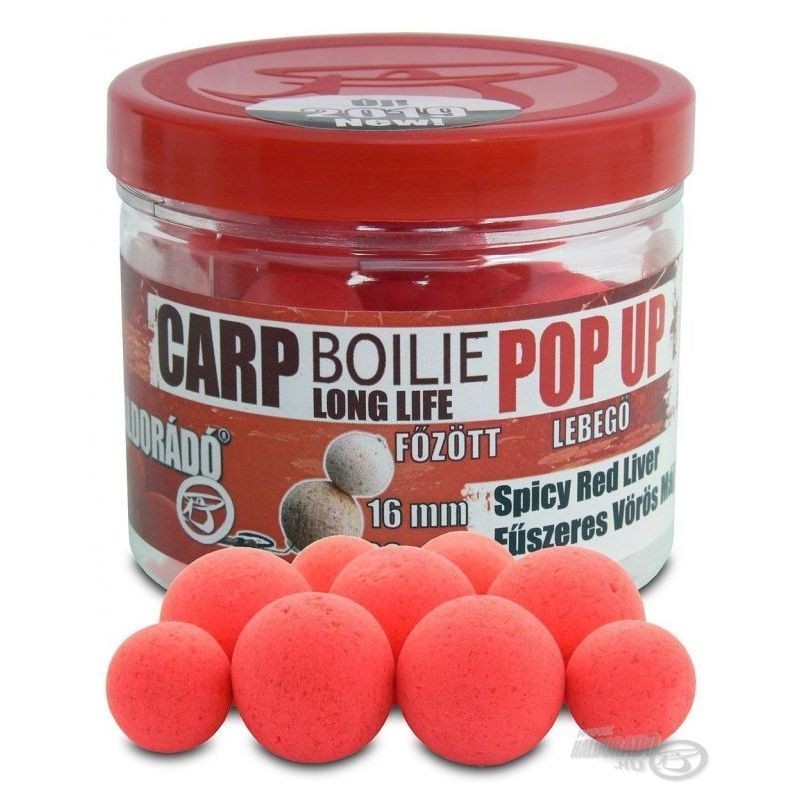 HALDORADO - Boilie Long Life Pop Up - Spicy Red Liver (Fűszeres Vörös Máj) 16-20 mm